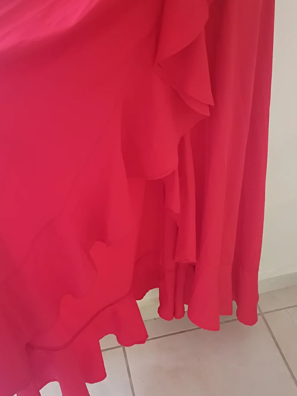 chic Red Deep V Ruffle Maxi Dress - Picture 2 of 5